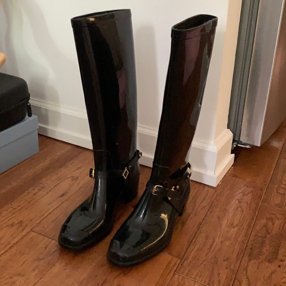 Jimmy Choo Rain Boots Black and Gold